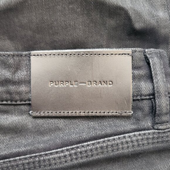 Purple Brand P001 Skinny Jeans in Black Oil Spill Men's Size 36 - Picture 5 of 9